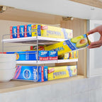 Cirhy Pantry Organizers and Storage,3 Tiers Expandable Foil and Plastic Wrap Organizer, Adjustable Kitchen Cabinet Shelf Organizer, Shelves Storage Rack for Cabinet Countertop (9.8" To 15.6" L) 2PCS - style: Foil and Wrap Organizer-2pcs