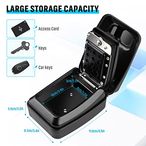 Key Lock Box for Outside, Sturdy Waterproof Wall Mount Lock Box for House Key, 12-Digit Combination Resettable Large Capacity Security Lockbox for Home, Garage, Office, Warehouse - color: A-Black