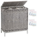 SETVSON Laundry Hamper with Lid 132 L, (35 Gallons) Clothes Hamper with Lid, Handwoven Rattan Laundry Hamper with Metal Heightened Feet, Laundry Hampers with 3 Removable Liner Bags for Laundry-Gray - color: Gray, size: 132 L - 35 gal