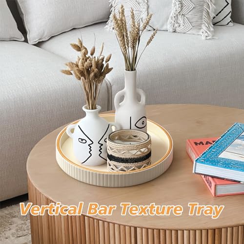 SANZIE Leather Tray Desktop Storage Organizer Premium Serving Tray Decorative Tray Valet Tray for Sundries Cosmetics Phone Wallet Cutlery - color: White Disc