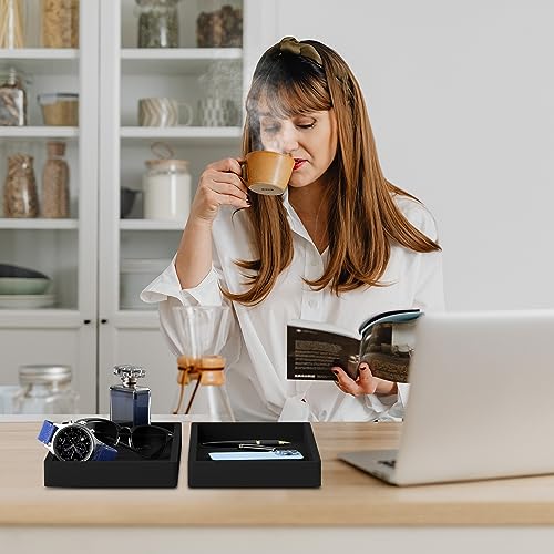 BBK Bathroom Vanity Tray 7.8 in - 2 Pack(Small) Silicone Bathroom Tray for Counter, Perfume Key Trinket Ring Tray, Decor Soap Dispenser Countertop Tray for Kitchen Sink Organization (Black) - color: Black (2-pack Small)