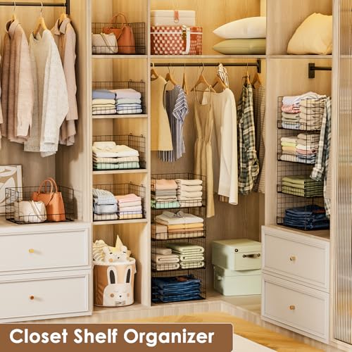 Yociyoga 3-Tier Stackable Closet Organizers and Storage Shelves, Foldable Closet Shelf Organizer, Stackable Storage Bins Drawers for Closet Organizer System, Black(Patent No. 30022416) - color: Black, size: 3-Tier