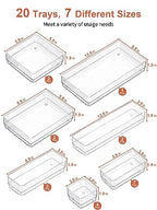 SMARTAKE 20-Piece Drawer Organizer with Non-Slip Silicone Pads, 7-Size Desk Drawer Organizer Trays Storage Tray for Makeup, Jewelries, Utensils in Bedroom Dresser, Office and Kitchen (Clear) - size: 20 PCS