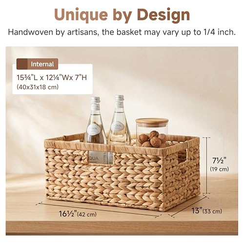 StorageWorks Extra Large Wicker Baskets for Organizing, Water Hyacinth Storage Basket with Built-in Handles, 1 Pack - color: Natural (Water Hyacinth), size: 16 ½"L x 13"W x 7 ½"H