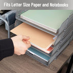 Mind Reader Stackable Paper Tray, Desktop Organizer, File Storage, Office, Metal Mesh, 10.5" L x 13.5" W x 11.25" H, 4 Pcs., Silver - color: Silver