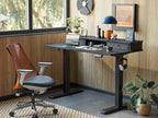 TIQLAB Standing Desk with Two Drawers, Stand Up Standing Desk Adjustable Height, Electric Sit Stand Table with Storage Shelf and Splice Board, 48 * 24 inch, Black - color: Black, size: 47*24 inch without keyboard tray