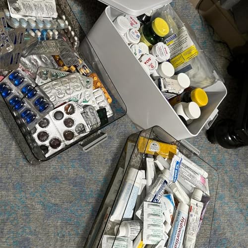 funest 4- Tier Medicine Storage Box Organizer Portable First Aid kit Box Sewing, Art, Craft with Handle, Multipurpose Medical Supply Organizer with Removable Tray - size: 4-Tier Medicine Organizer