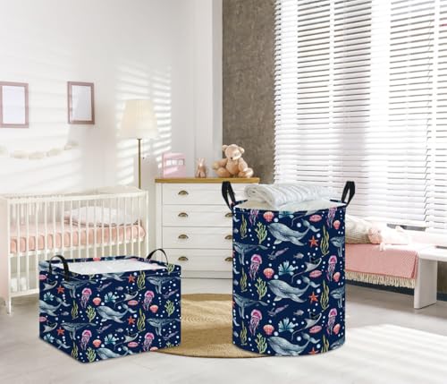 NTAOHAMPER Laundry Hamper, Laundry Basket, Nursery Hamper, Waterproof Storage Bin, Clothes Organizer Basket, Room Decor(Watercolor Ocean) - color: Watercolor Ocean