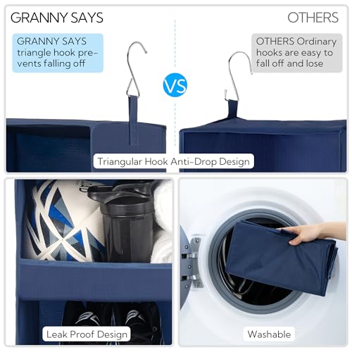 GRANNY SAYS 3-Shelf Closet Organizers and Storage, Foldable Hanging Closet Organizer, Closet Hanging Shelves with 2 Metal Hooks, Leak-Proof Hanging Organizer for Closet, Navy, 2-Pack - color: 3-shelf Navy, size: 2-Pack