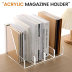 HeZone Acrylic Magazine Rack File Holder Desk Organizers and Storage 2-Pack Small Clear Acrylic Vertical Magazine Holder Book Stand for Office Desk - style: 2PC-B5