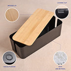Cable Management Box - Wooden Style Cord Organizer Box to Hide Wires & Power Strips | Desk Computer Cable Organizer Box | Safe ABS Material | 12.6" (L) x 5.3" (W) 4.9" (H) | for Home & Office - Black - size: Medium