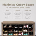 Prepac Elegant Brown Shoe Storage Cabinet, Space-Saving Solution with Cubbies for 36 Pairs, 13"D x 23.5" W x 72.5" H