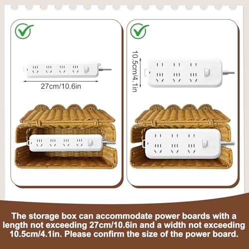 Scalloped Edge Handmade Cable Management Box, Elegant Plastic Rattar Cable Organizer, 2 Open Slots Sturdy Cord Hider Box, Under Desk Cord Organizer for Home TV Wires Computer Router USB Hub Strips
