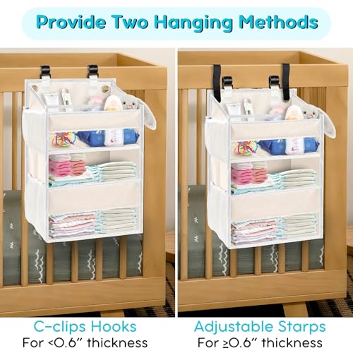 Ofiray-home Hanging Diaper Organizer for Changing Table,Cribs,Car,Playard or Wall & Nursery Organization - Spacious & Durable 2-Tier Diaper Organizer- Hold 90+ Diapers, Won't Deform, Beige - color: Beige