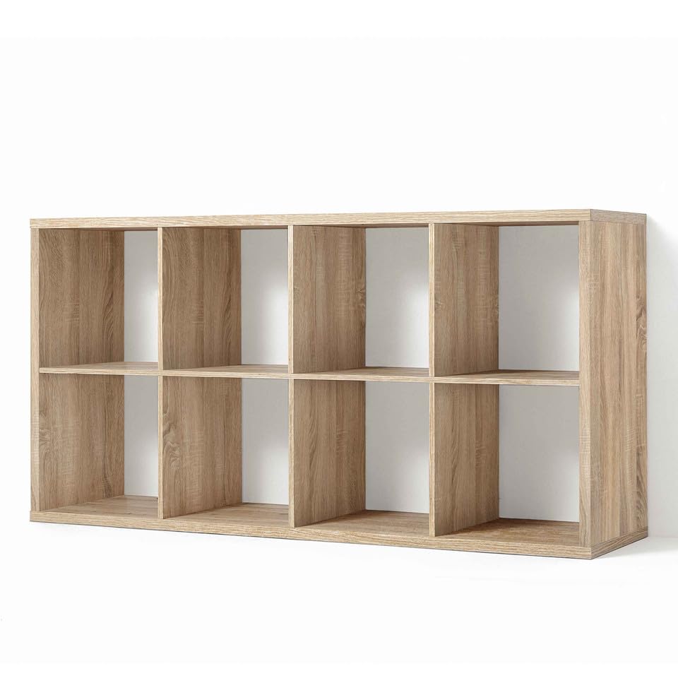 CAPHAUS Sturdy Room 13-Inch Cube Storage Organizer Shelf, with Extra Thick Exterior Edge, Open Storage Shelf Divider, Bookcase, 8-Cube, Natural Oak - color: Natural Oak, size: 8 Cube
