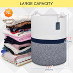 COMSE Extra Large Blanket Basket, Tall Woven Storage Basket, Nursery Hamper, 15.7”x 21.7”, Cotton Rope Laundry Hamper for Toys Clothes Towels, Blend White/Navy Blue - color: Blend White & Navy Blue