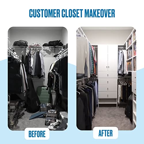 Double Hanging Closet Unit - Modular Closet System For Hanging - Corner Closet System - Closet Organizers And Storage Shelves (White, 28.5 inches Wide) Closet Shelves - color: White, size: 28.5" Wide