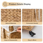 Rolling Laundry Hamper with Wheels, Slim Laundry Basket with Removable Liner Bag & 2 Mesh Bags, Handwoven Water Hyacinth Clothes Hamper for Bedroom Bathroom (Natural, 65L) - color: Natural/No Lid/65L
