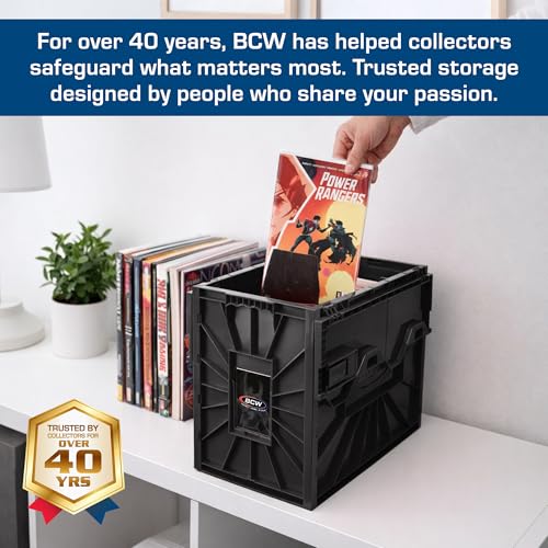 BCW Comic Bin, Black - Holds 150 Comics, Acid Free Storage and Organizer, Heavy Duty Plastic, Stackable, Includes Partition - style: Single