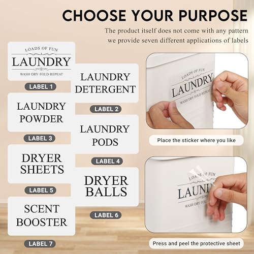 ZOES HOMEWARE 3-Set Laundry Room Organization and Storage | Modern Farmhouse Laundry Room Decor | Laundry Container for Organizing Laundry Pods, Laundry Powder, Dryer Sheets, Dryer Balls, Cream White