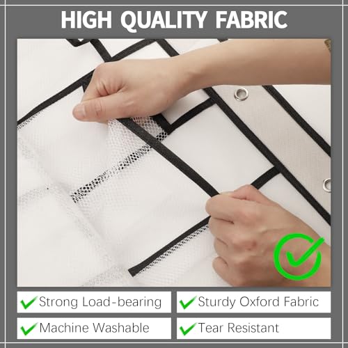 2 Pcs 80 Large over the Door Shoe Organizer Hanging Shoe Rack for Closet Holder Pure White Mesh Pockets Behind Door Hanger Nonslip, Each with 40 Pockets