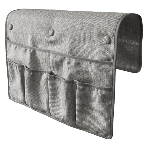 No Tuck Armchair Caddy with Matching Pin Fasteners - 19 x 24 Inches - No Tucking, No Slipping - Armrest Organizer for Recliner and Couch (Gray) - color: Gray