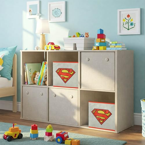 Superman Kids Storage Cubes, 2 Pack Foldable Fabric Bins with Handles, Collapsible Organizer Boxes for Bedroom, Playroom & Nursery, Durable Kids Storage Solution - color: Superman