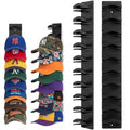 2 Pack Hat Organizer for Baseball Caps, Hat Rack with Strong Adhesive, Wall Mounted Hat Hooks for Hat Storage Display, Holds up to 20 Hats, Multi-Layer Cap Organizer for Closet Door and Bedroom(Black)
