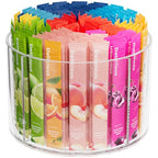 Divided Drink Packet Organizer, Rotating Turntable Organizer, Clear Lazy Susan for Powdered Drink Mix, Water Drink Packet Holder - size: 1 Pack - 4 Section 6.1in