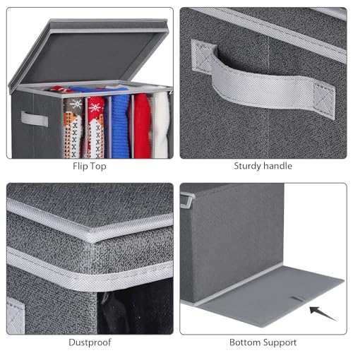 Zilink Upgraded Sweater Organizer for Shelf with Lids and Support Boards Clothes Organizer for Closet with 5 Grids Divider Sweater Storage Bins for Sweaters, Jeans, Pants, Black Pattern, 3 Pack - color: Black Pattern - For Sweater