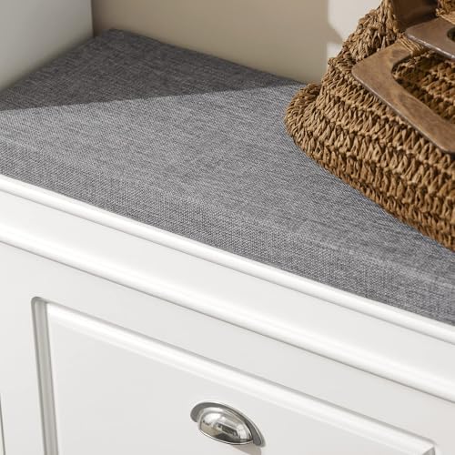 SoBuy Tiny Shoe Storage Bench, Narrow Shoe Cabinet for Entryway, Small Shoe Rack with Cushion&2 Tiers Flip-Drawer, Closet Hallway Mudroom White FSR82-K-W - color: White, size: 1 Drawer (S)