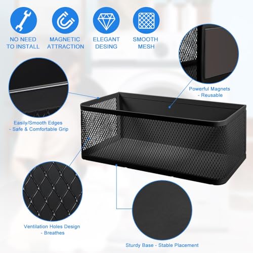 Picowe Magnetic Laundry Organizer, Large Magnet Basket for Laundry Room,16.5lb Capacity Magnetic Shelf for Washer /Dryer, Fridge & Small Spaces ( B, White) - color: Black, size: L (11*4.9*3.9in)