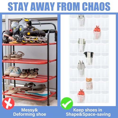 Windyun 2 Pack 40 Over the Door Shoe Organizers Large Mesh Pocket Hanging Shoe Rack for Closet Nonslip Behind Dorm Door Storage Holder Dorm Essentials Back to School Organizer for College - color: White