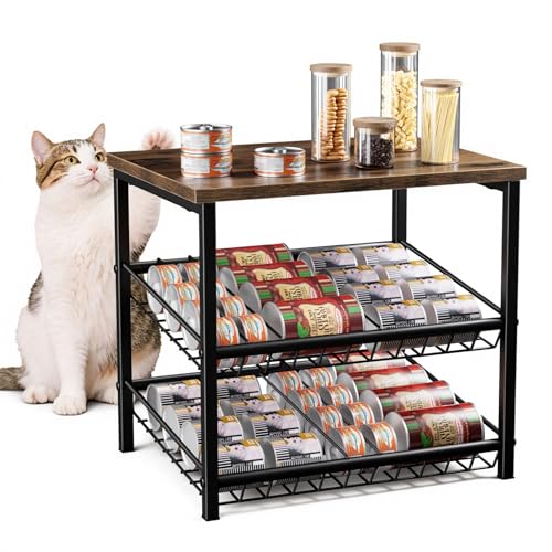 3 Tier Can Organizer for Pantry, Adjustable Can Rack Organizer, Automatic Rolling Storage Holder for Various Ounces of Canned Food Drinks Pet Food, Ideal for Countertop Kitchen Cabinet