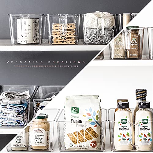 BINO l Plastic Storage Bins l THE HOLDER COLLECTION l 4-Pack, Large Multi-Use Clear Containers for Organizing with Built-in Handles l Pantry Organization & Storage l Kitchen Organizer l Storage Bins - size: 4 Pack - Large