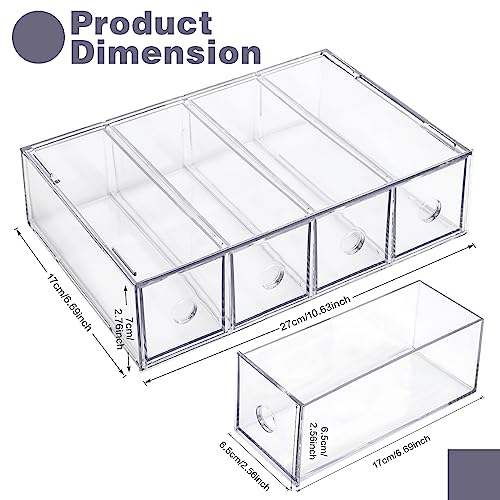 Desk Organizer with 12 Drawers, FODIENS 3 Packs Stackable Desktop Storage Box with Removable Drawer, Clear Sunglasses Organizer Display Case for Stationery Marker Pens Eyeglasses Office Supply - style: 3 Layers -12 Drawers