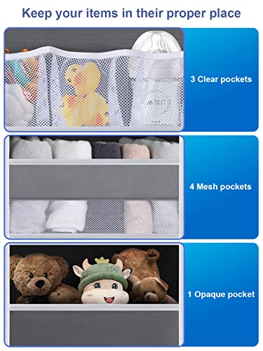 Over Door Hanging Organizer - 5 Tier with 5 Spacious Pockets, 44 lb Load Behind Door Storage, Back of Door Hanging Holder Bag for Bedroom,Nursery,Bathroom,Dorm,Pantry, Closet - 1 Pack,Grey - color: Grey, size: 1 pack