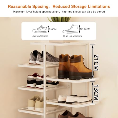 Simcat Shoe Rack Sturdy Metal Shoe Rack Organizer for Closet Entryway Garage Vertical Narrow Shoe Rack Shoe Stand Shoe Shelf (6 Tiers - Champagne Gold) - style: 6 Tiers Champagne Gold