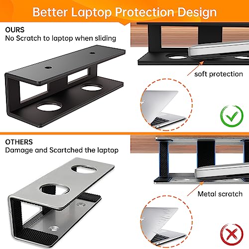 2 Pack Under Desk Laptop Mount with Anti-Scratch Felt Board, Holder Tray, Durable Shelf for Keyboard Storage - size: 6pcs-2 Pack