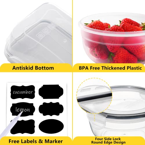 34 PCS Food Storage Containers Set with Airtight Lids (17 Lids &17 Containers) - BPA-Free Plastic Food Container for Kitchen Storage Organization, Fruit Meal-prep Containers with Labels & Marker - color: 17 Pack