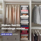 Handy Laundry Hanging Clothes Organizer for Kids - 6-Shelf Closet Daily Clothing Organization Labeled Shelves with Days of The Week Monday Through Friday, Weekday and Weekend (Grey) - color: Grey