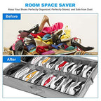 Under Bed Shoe Storage Organizer Set of 2, Fits 16+4 Pairs Boots Total, Underbed Shoe Box Storage Containers w/ Reinforced Handles, Clear Foldable Shoes Organizer Adjustable Dividers w/ Bottom Support - size: 16+4 Cells (Adjustable Dividers)