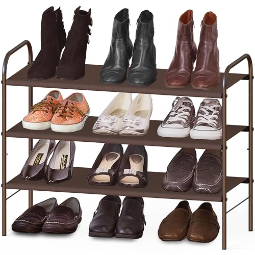 Simple Houseware 3-Tier Shoe Rack Storage Organizer, Bronze – Space-Saving Shoe Shelf, Holds 9–16 Pairs, Sturdy Metal Frame, Easy Assembly – Closet, Entryway, Bedroom Shoe Storage Solution - color: Bronze, size: 3-Tier