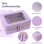 Aveniee Clear Makeup Bags, Double Layer Cosmetic Bags with a Separate Brush Compartment, Large Travel Toiletry Bag Train Case for Women, Travel Accessories Organizer.2 Layers Large, Lilac - color: Lilac, style: Dual Layer Large
