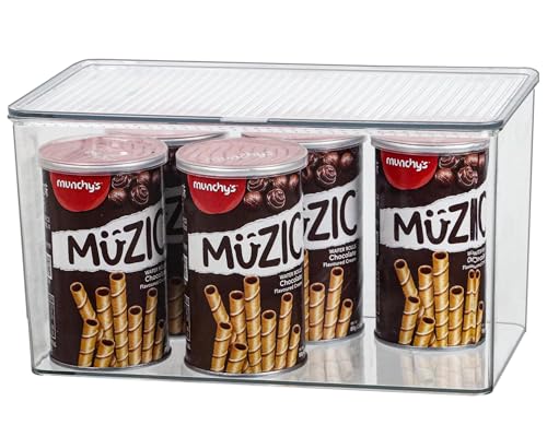ZEXALOR Clear Plastic Storage Bin with Lid, Organizer for Pantry, Office, Bathroom, Kitchen, Snack, Tea Bag, Coffee Container (Large) - size: Large