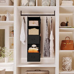 YOUDENOVA Hanging Closet Organizer, 5 Tier Hanging Closet Shelves with 6 Side Pockets and 2 Drawers, Black - color: Black