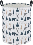 ESSME Kids Laundry Basket,Bear Hamper Collapsible Canvas Waterproof Storage Bin forBoys, Woodland Hamper,Gift Baskets(Bear) - color: Bear