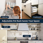 ROOHUA Expandable Pot and Pan Organizer - Cabinet Pot Lid Holder with 10 Adjustable Compartments for Cookware, Baking, Frying (Dark Blue, 10) - color: Dark Blue