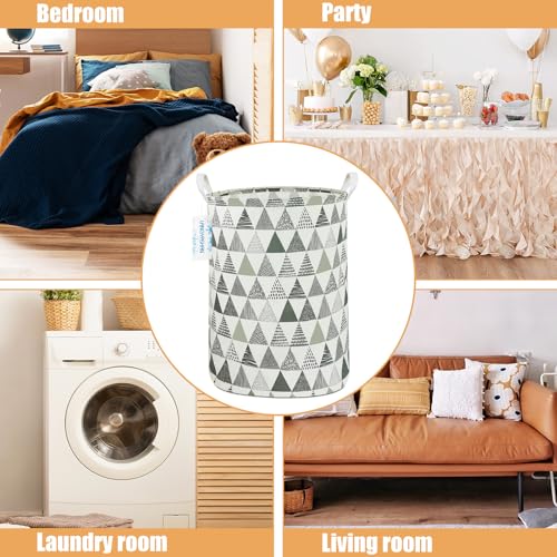 LANGYASHAN Laundry Basket Canvas Fabric Collapsible Organizer Basket for Storage Bin Toy Bins Gift Baskets Bedroom Clothes Children Nursery Hamper (Grey triangle) - color: Grey triangle
