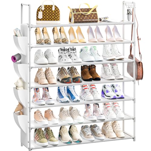 OYREL Shoe Rack 7 Tier Shoe Organizer Shoe Storage 28-35Pairs Shoe Rack for Closet Shoe Rack Organizer Entryway Shoe Holder Space Saving Shoe Shelf Shoe Stand Large Tall Shoe Tower Garage - color: White, size: 7 Tier